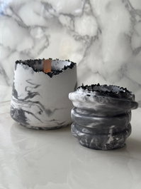 Aberto Design Glamour Candle 43ST - Juego de 3 Velas de Soja Gris y Blanco